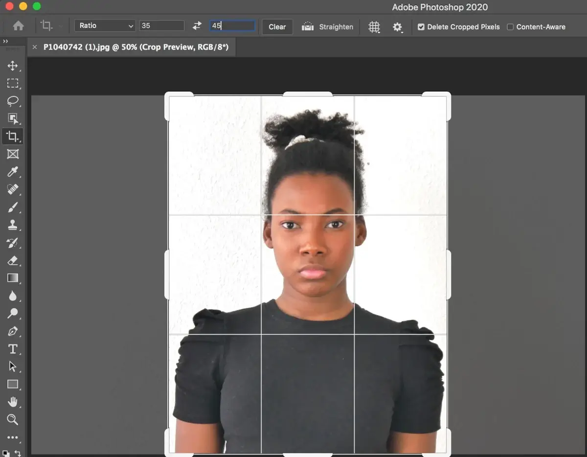 Come ritagliare una foto formato tessera 35x45 mm con Photoshop