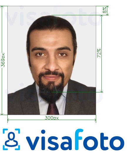 Esempio di foto per UAE Visa on-line Emirates.com 300x369 pixel con specifiche delle dimensioni esatte