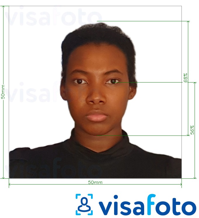 Esempio di foto per Barbados passaporto 5x5 cm con specifiche delle dimensioni esatte