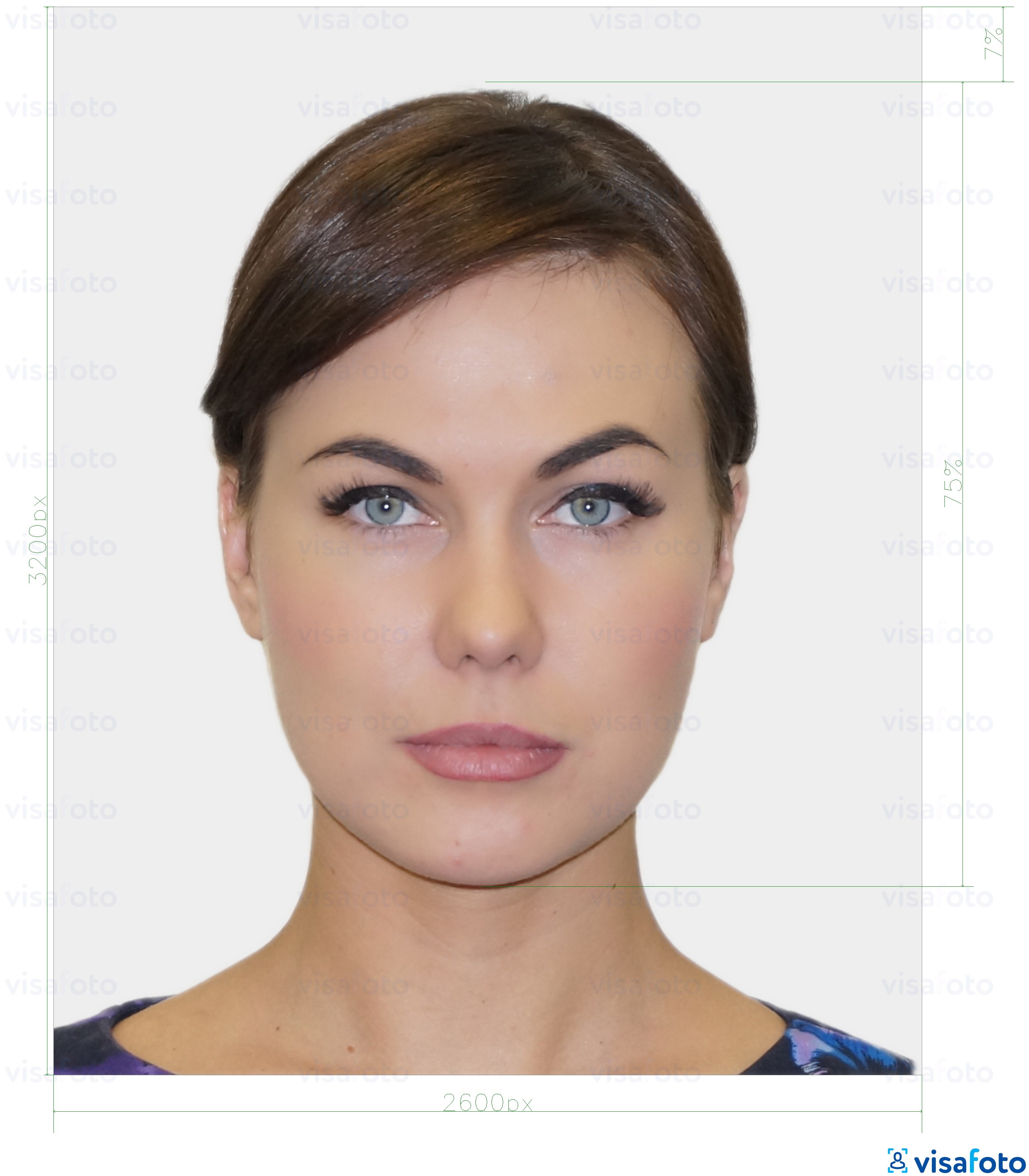 Esempio di foto per Carta d'identità digitale residente in Estonia 1300x1600 pixel con specifiche delle dimensioni esatte