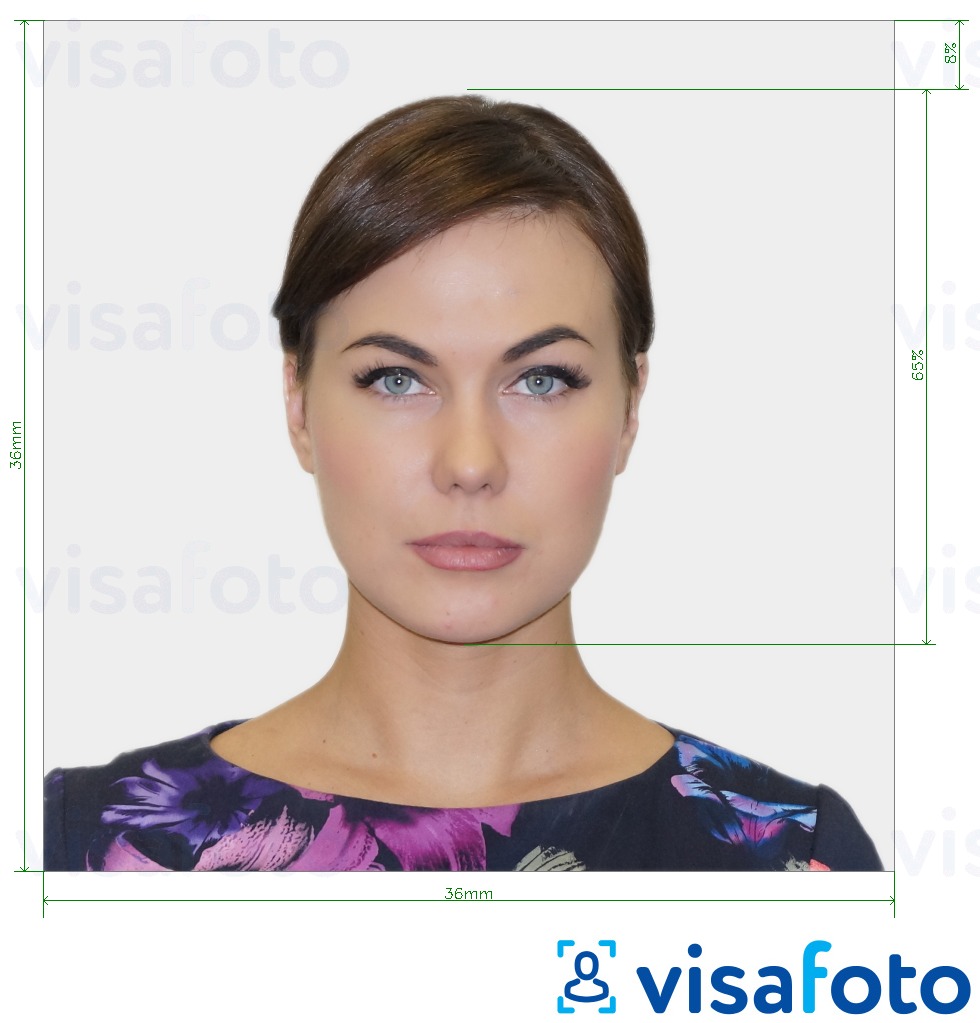 Esempio di foto per Carta d'identità greca 3,6x3,6 cm (36x36 mm) con specifiche delle dimensioni esatte