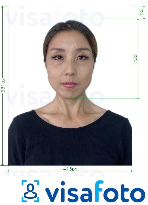 Esempio di foto per Passaporto coreano online con specifiche delle dimensioni esatte