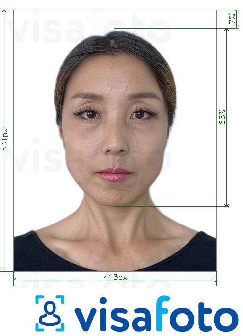 Esempio di foto per Mongolia passaporto online con specifiche delle dimensioni esatte