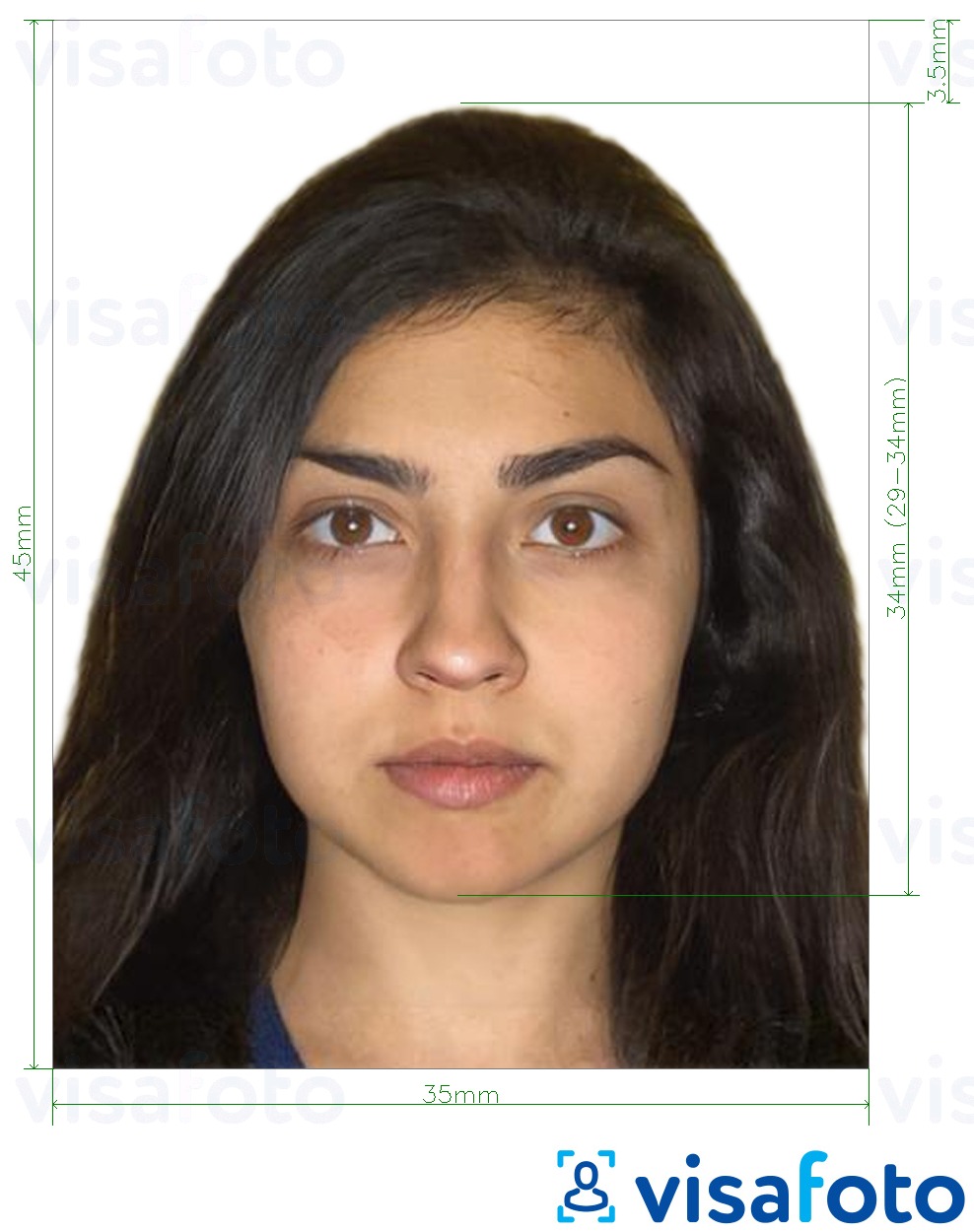 Esempio di foto per Certificato di registrazione della famiglia del Pakistan (NADRA) 35x45 mm con specifiche delle dimensioni esatte