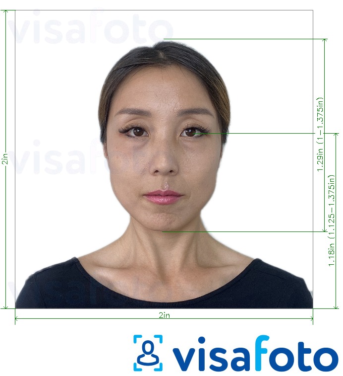 Esempio di foto per Thailandia Visa 2x2 pollici (dagli Stati Uniti) con specifiche delle dimensioni esatte