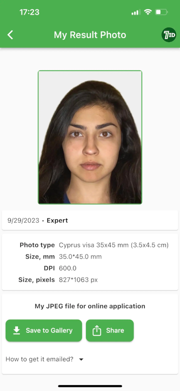 Додаток 7ID: фоновий редактор фотографій Cyprus Visa