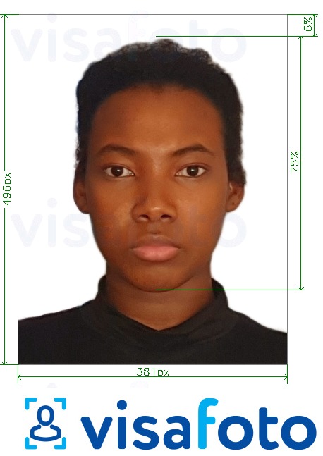 Esempio di foto per Visto Angola online 381x496 pixel con specifiche delle dimensioni esatte