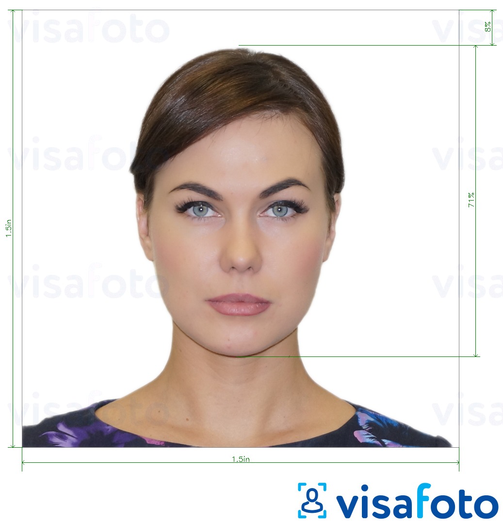 Esempio di foto per Argentina passaporto negli Stati Uniti 1,5 x 1,5 pollici con specifiche delle dimensioni esatte