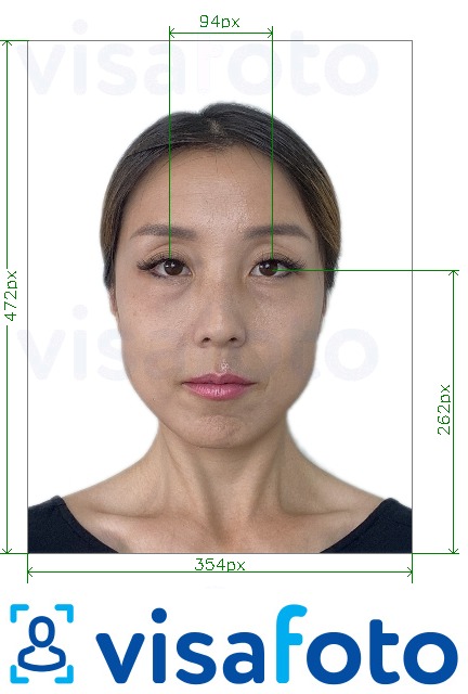 Esempio di foto per Cina 354x472 pixel con occhi su linee incrociate con specifiche delle dimensioni esatte