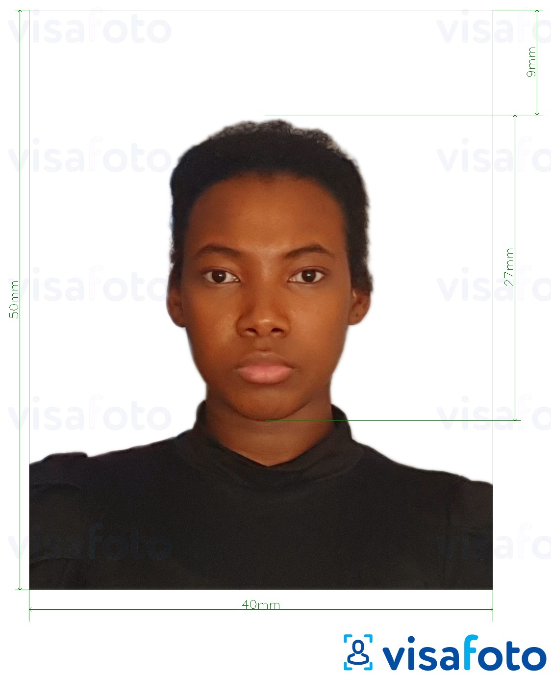 Esempio di foto per Carta d'identità Colombia 4x5 cm con specifiche delle dimensioni esatte