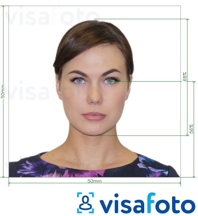 Esempio di foto per Repubblica Ceca Passaporto 5x5cm (50x50mm) con specifiche delle dimensioni esatte