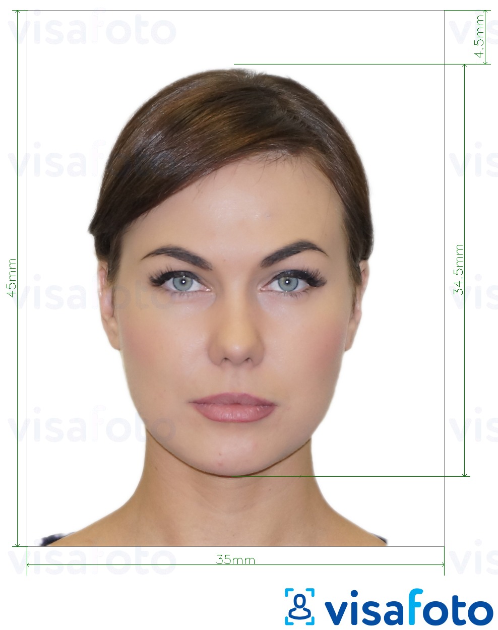 Esempio di foto per Carta d'identità Georgia 35x45 mm con specifiche delle dimensioni esatte