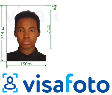 Esempio di foto per Guinea Conakry e-visa per paf.gov.gn con specifiche delle dimensioni esatte