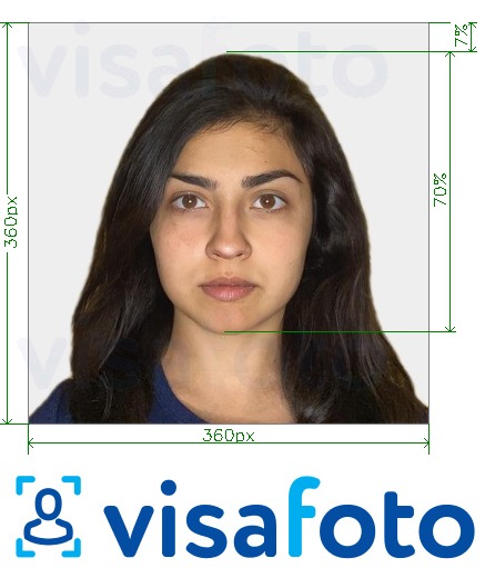 Esempio di foto per Passaporto India OCI 360x360 - 900x900 pixel con specifiche delle dimensioni esatte