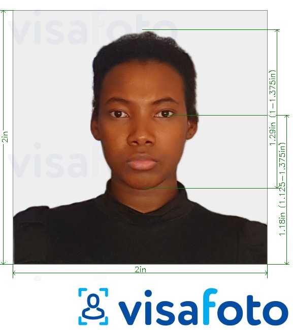 Esempio di foto per Passaporto Kenya 2x2 pollici (51x51 mm, 5x5 cm) con specifiche delle dimensioni esatte