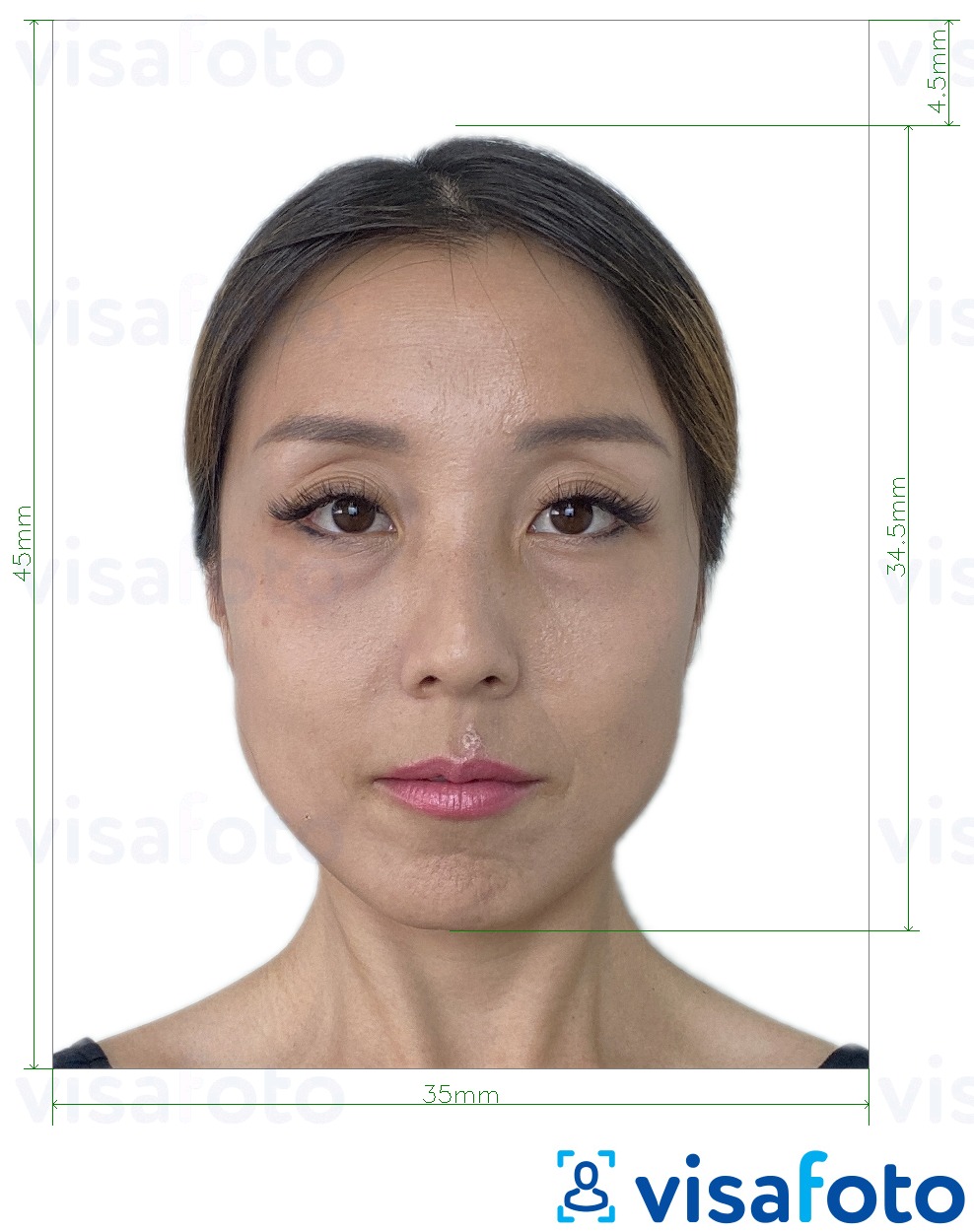 Esempio di foto per Carta di soggiorno Corea del Sud 35x45 mm con specifiche delle dimensioni esatte