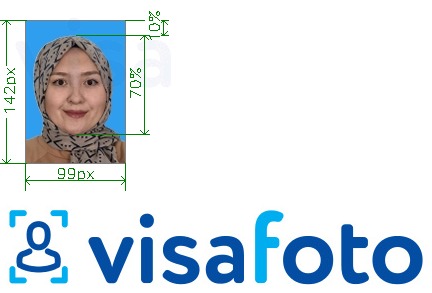 Esempio di foto per Malesia expat 99x142 pixel di sfondo blu con specifiche delle dimensioni esatte