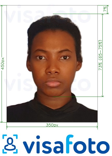 Esempio di foto per Visto online per la Nigeria 200-450 pixel con specifiche delle dimensioni esatte
