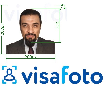 Esempio di foto per E-visa online Arabia Saudita 200x200 px per visitsaudi.com con specifiche delle dimensioni esatte