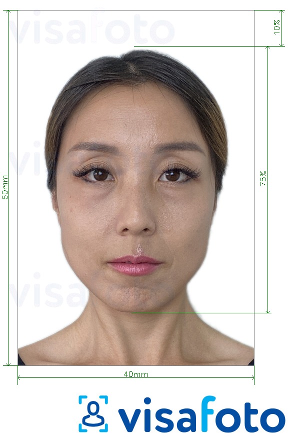 Esempio di foto per Certificato di residenza thailandese 4x6 cm (40x60 mm) con specifiche delle dimensioni esatte
