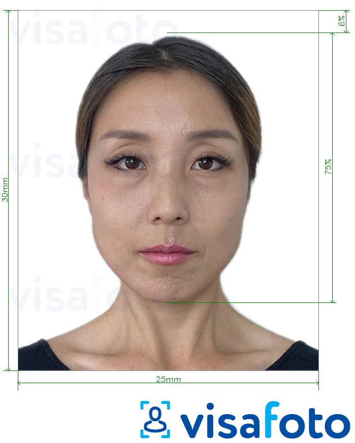 Esempio di foto per Carta d'identità di Taiwan 30x25 mm con specifiche delle dimensioni esatte