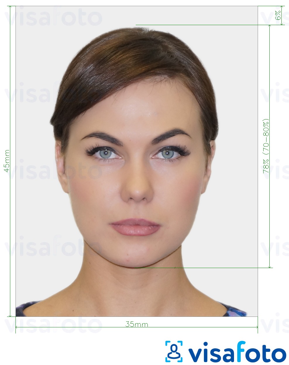 Esempio di foto per Fototessera biometrica con specifiche delle dimensioni esatte