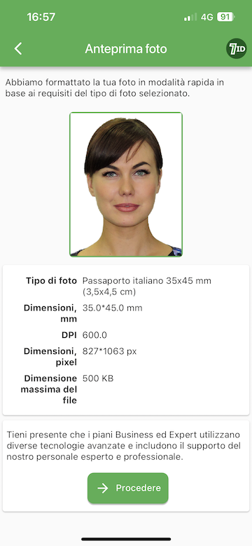 App 7ID: fototessera italiana scattata con smartphone